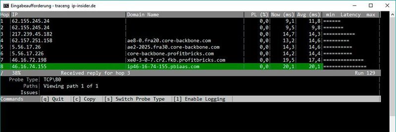 Traceroute NG überwacht Netzwerkpfade kontinuierlich.