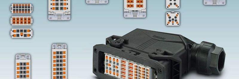 Push-in-Technik: schnell und werkzeuglos verdrahten auch im schweren Steckverbinder mit festpoligen oder modularen Kontakteinsäten.