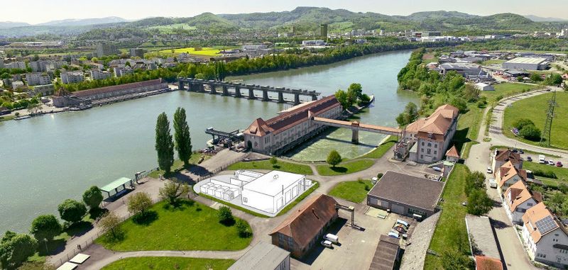 Soll Wasserstoff aus Ökostrom erzeugen: Die geplante Power-to-Gas-Anlage am Wasserkraftwerk Wyhlen.