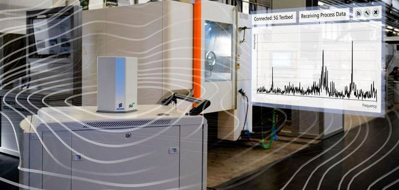 Ein Sensor überträgt die Schwingungsspektren der Blisks via 5G mit Latenzen von bis zu einer Millisekunde an eine Software.