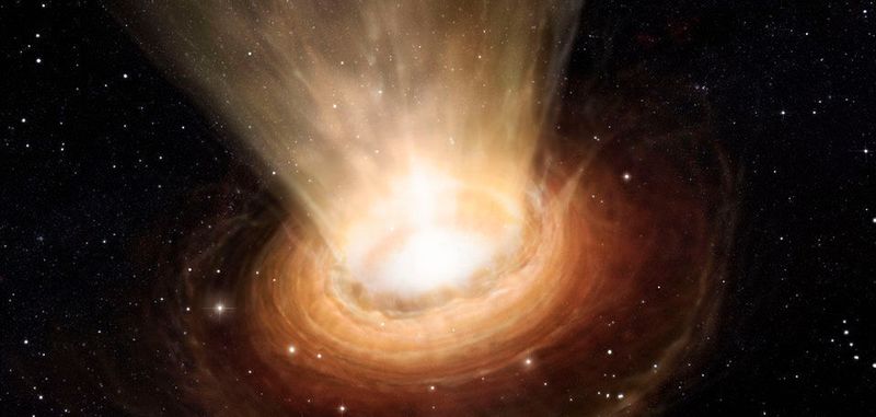 Die Illustration zeigt die Umgebung des supermassereichen Schwarzen Lochs im Herzen der aktiven Galaxie NGC 3783 im südlichen Sternbild Centaurus (der Zentaur). Eine neue Studie vermutet nun, dass es im Herzen unserer Miclshtraße vor Schwarzen Löchern geradezu wimmelt.