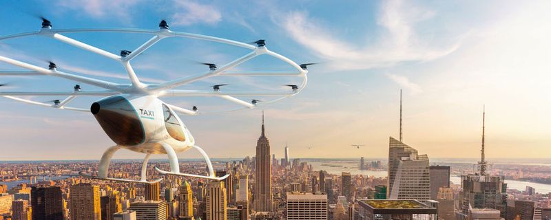 In zehn Jahren bereits sollen die ersten vollausgebauten Volocopter-Lufttaxi-Systeme Realität sein.