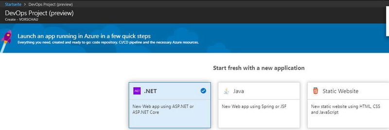 Mit Azure DevOps Projects lassen sich selbst entwickelte Apps in Azure integrieren.