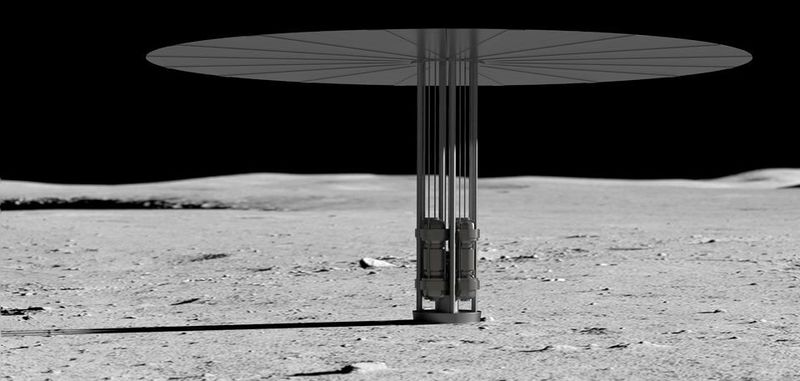 Der Prototyp des Mini-Kraftwerks verwendet einen massiven, gegossenen Uran-235-Reaktorkern, etwa so groß wie eine Küchenrolle. Im Bild: So könnte eine zukünftige Powerstation auf dem Mond aussehen.