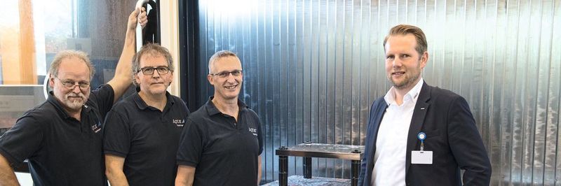 Rolf Rossburg, Milling Specialist at Aptar, Jürgen Sepp and Thomas Kuzenski, Team Leader Mold Shop at Aptar, Jan Rosenberg, Technical Sales Engineer at Hasco (from left to right).