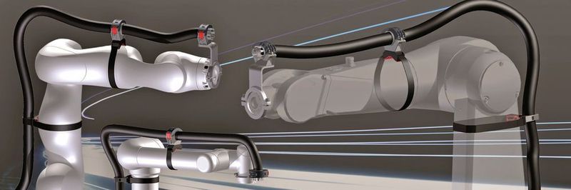Das flexible Haltersystem FHS der Murrplastik Systemtechnik GmbH ist für den universellen Einsatz an verschiedenen Roboter-
Typen geeignet.