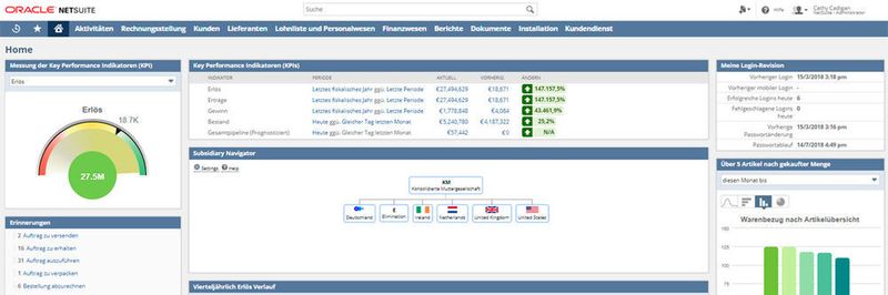 Oracle Netsuite: cloud-basierte Software für Finanzplanung und Enterprise Resource Planning (ERP).