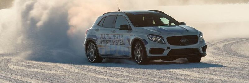 Ein Prototyp testet im Wintertest-Programm das neue Koaxial-Antriebssystem von GKN.