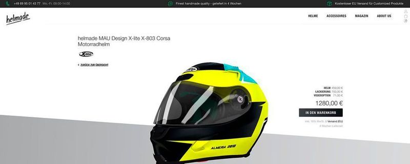 Auf helmade.com lässt sich mit wenigen Klicks ein eigenes Helm-Design erstellen.