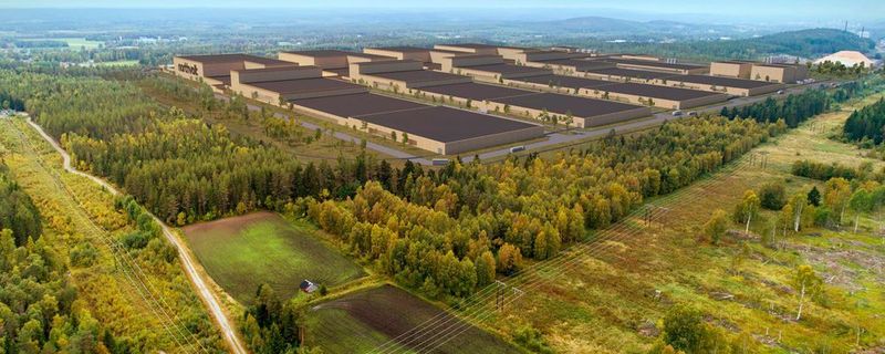 Skizze der Batteriefabrik von Northvolt. Diese entsteht in der Stadt Skellefteå im Norden Schwedens.