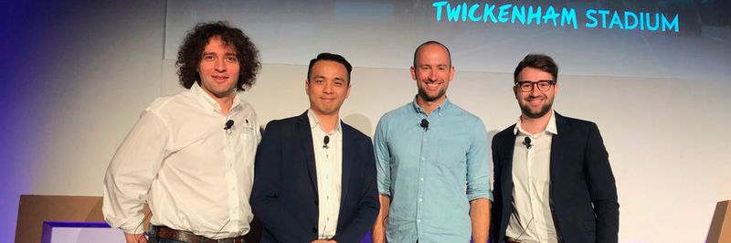 Die Teilnehmer des Deliver-Panels zum Thema „Robotisierung in der Logistik“. V.l.: Yaro Tenzer, Lit Fung, Frederik Brantner, Sebastian Hofmann, MM LOGISTIK.