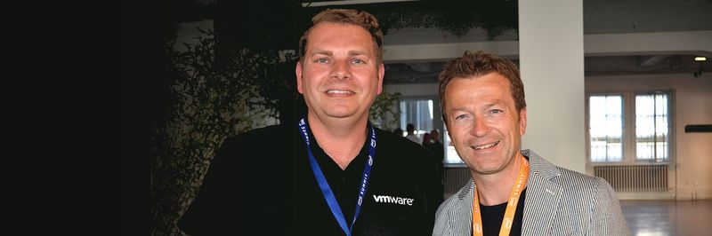 Christian Gehring (l.), Presales Director bei VMware, und Klaus Bürg, Deutschlandchef bei AWS, erläuterten die Möglichkeiten von VMware Cloud on AWS.
