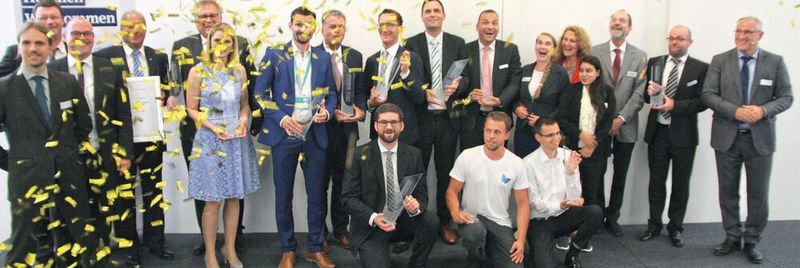 Strahlende Gesichter bei allen Gewinnerinnen und Gewinnern des Innovation Awards zur Achema 2018.