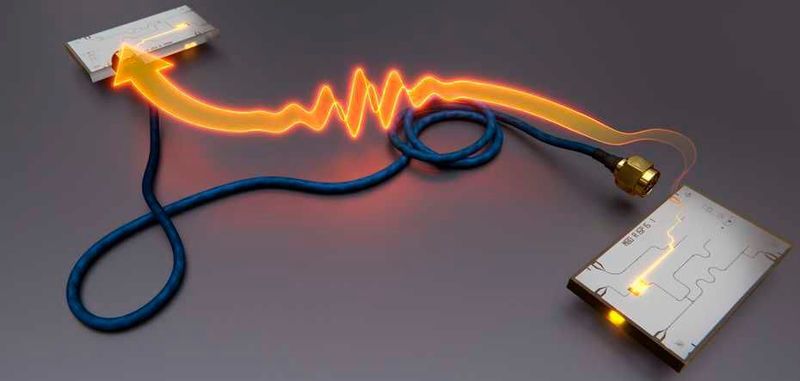 Erstmals gelang es, den Zustand eines supraleitenden Qubits mit einem Koaxialkabel auf ein anderes Qubit zu übertragen.
