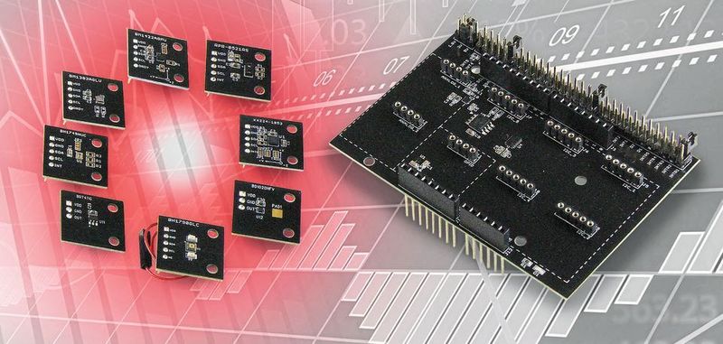 SensorShield-EVK-003 von ROHM: das Arduino-Board fasst bis zu acht Sensorplatinen.