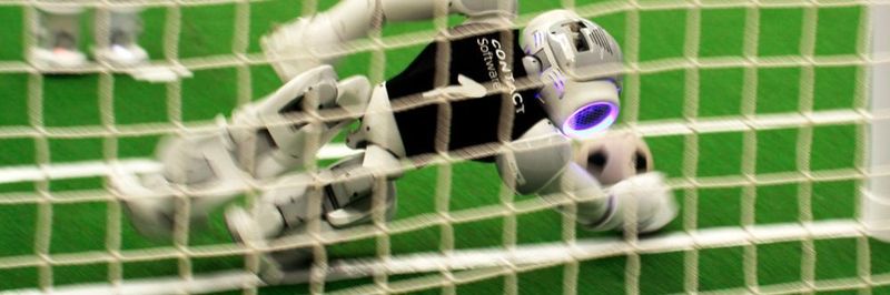 Glanzparade beim Elfmeterschießen auf der RoboCup WM 2018 in Kanada
