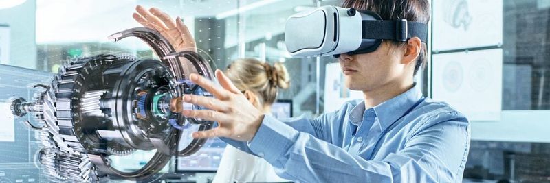 VR-Headset visualisiert ein 3D-Hologram