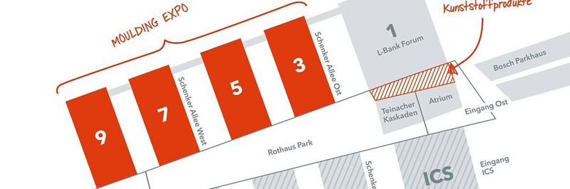 All halls in one row: For Moulding Expo 2019, the trade show ill move to hallt 3, 5, 7 and 9.