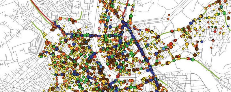 Die Stadt Basel will Unfälle digital erfassen und auswerten – und so zur verkehrssichersten Stadt der Welt werden. Im Bild: eine elektronische Unfalltypenkarte.