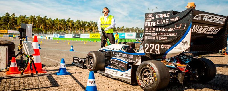 Der Rennwagen der Uni Stuttgart bei der „Formula Student“ in Hockenheim.