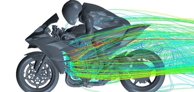 Für die Designentwicklung nutzte Kawasaki daher Simcenter Star-CCM+ Simulations, um einen Luftstrom an der Front zu generieren und zugleich die Belüftung auf der Rückseite zu verbessern.