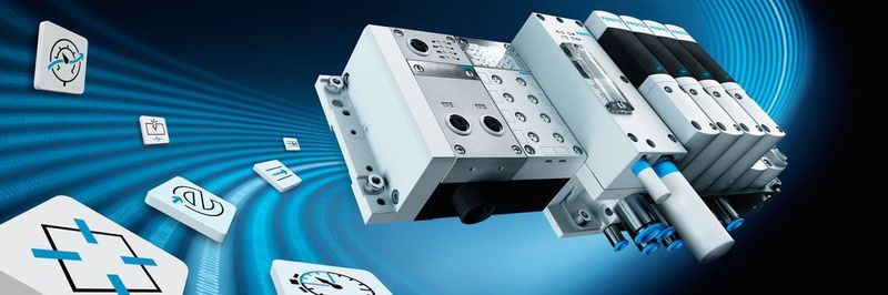 Das Festo Motion Terminal hat erstmals die Pneumatik digitalisiert. Unterschiedlichste Ventilfunktionen lassen sich flexibel programmieren und über Motion Apps ansteuern. Das Festo Motion Terminal vereint die Funktionen von über 50 Einzelkomponenten.