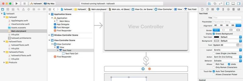 Xcode hilft dabei, direkt eine GUI für die App zu erstellen.