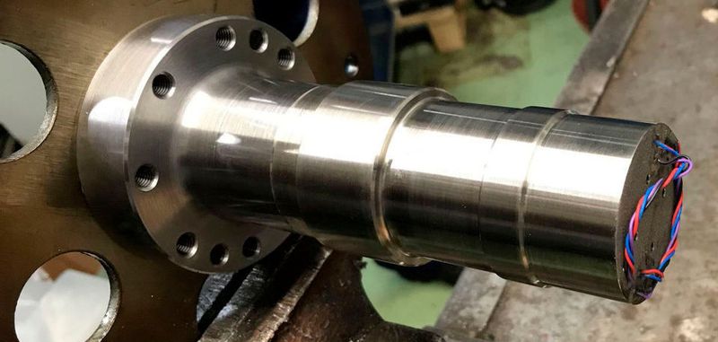 3D-gedruckter Schaft mit Sensorelement und Verkabelung.