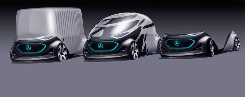 Das Mobilitätskonzept Vision Urbanetic von Mercedes-Benz Vans ist gleichzeitig „People-Mover“ und Cargo-Van in einem Fahrzeug.