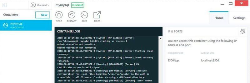Mit Kitematic lassen sich auch per CLI gestartete Container ansteuern.