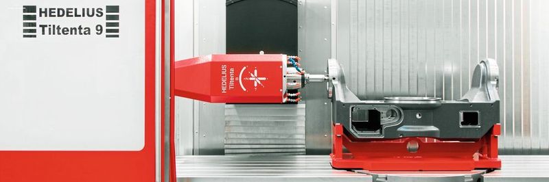 Der integrierte Rundtisch der T9-2600 von Hedelius kann mit bis zu 1800 kg Aufspanngewicht belastet werden und verfügt über einen Störkreis von 1250 mm.