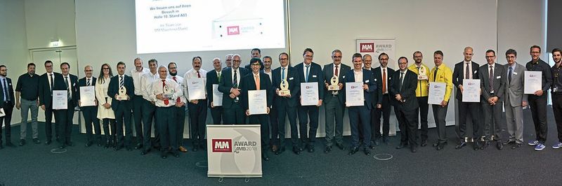 Die glücklichen Gewinner des MM Award zur AMB, der in vier Kategorien an insgesamt fünf Innovationen verliehen wurde.