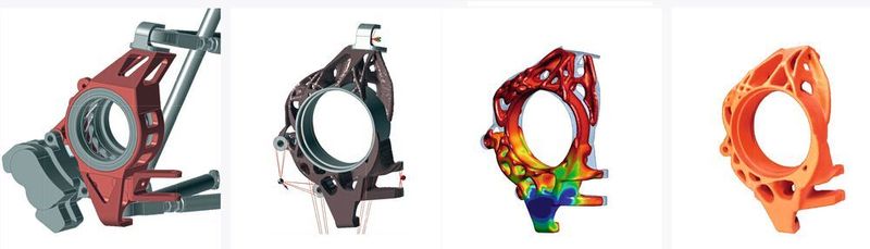 Entwicklungsprozess eines Radträgers bis hin zum 3D gedruckten Modell für den Feinguss mit der Altair Inspire Plattform.