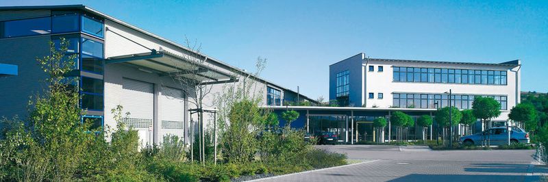 Das Betriebsgebäude von Müller Martini im baden-württembergischen Bad Mergentheim.