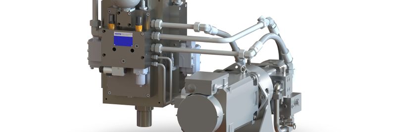 Der hydraulische Pressenantrieb PDSC bietet eine maximale Presskraft von 10.000 kN und vereint dabei hohe Dynamik mit gesteigerter Effizienz.