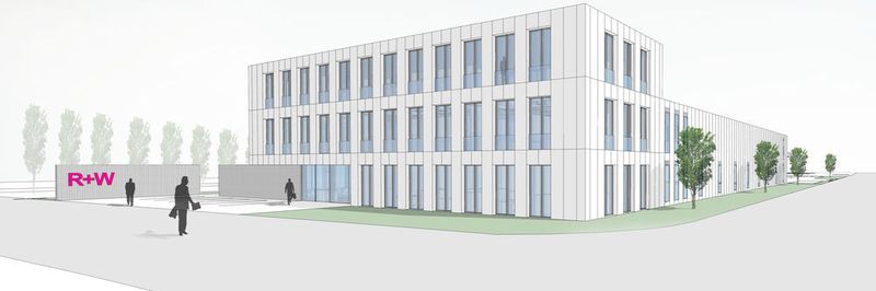 So soll die neue R+W-Zentrale im Gewerbegebiet Weidenhecken in Wörth am Main aussehen.
