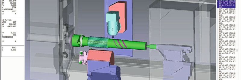 3D Virtual Monitor simuliert den aktuellen NC-Code und verwendet die exakten Spezifikationen der Okuma Maschine um sicherzustellen, dass das Programm das gewünschte Teil sicher und genau produziert.