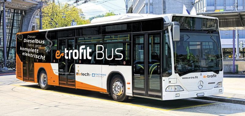 Fährt elektrisch statt mit Diesel: intech hat für die Stadtwerke Landshut einen 15 Jahre alten Citaro-Bus elektrifiziert.