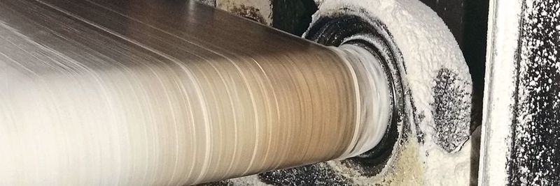 Die Lagersituation von Gäranlagen-Förderbändern in der Tortilla-Wrap-Produktion: eindringender Mehlstaub kann die Lebensdauer von Lagern deutlich verringern.