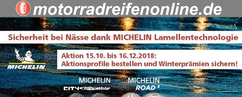 Händlerkunden, die noch bis zum 16. Dezember 2018 einen Satz ausgewählter Michelin-Reifen bestellen, erhalten zur Bestellung tolle Winter-Prämien.
