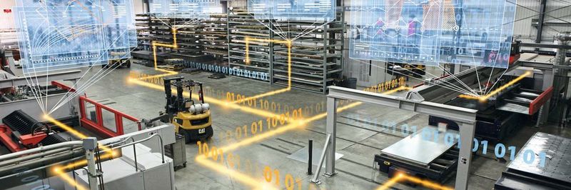 Vernetzt: Maschinen und Einrichtungen unterschiedlicher Hersteller in einer heterogenen Produktionsumgebung können datentechnisch in das Gesamtsystem von Bystronic eingebunden werden.