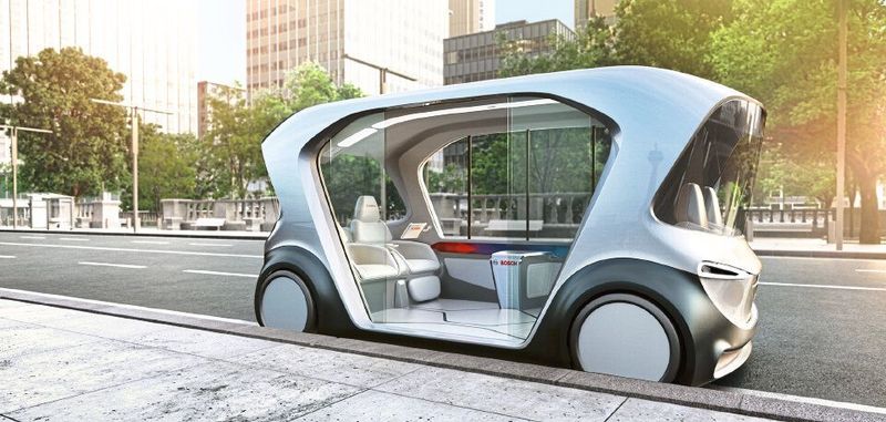 Das neue Shuttle-Konzeptfahrzeugs von Bosch fährt autonom, elektrisch und vernetzt.