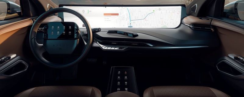 Das digitale Cockpit „Bytons Shared Experience Display“ (SED) soll laut Byton mit 48-Zoll das weltweit größte Cockpit-Display in einem Serienauto sein.