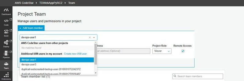 Wer im Team arbeitet, darf in CodeStar das Anlegen der zusätzlichen Nutzer nicht vergessen.