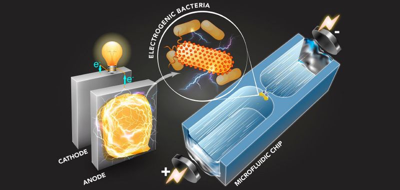 Strom aus Bakterien: Mit mikrofluidischer Technik lasssen sich Bakterien nach ihrer Fähigkeit, Strom zu erzeugen.