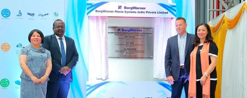 Mitarbeiter und Führungskräfte von Borg Warner feierten die große Eröffnung des neuen erweiterten Werks im indischen Kakkalur.