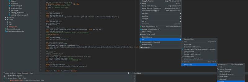 Die git-Integration erfolgt bei IntelliJ IDEA intuitiv über das Kontextmenü.