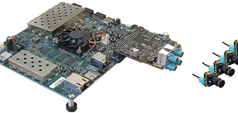 Bild 4: Künstliche Intelligenz für Multikameralösung, die ZCU102-Trägerkarte mit dem FMC-Kameramodul.