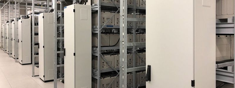Ausfallsicherheit gehört zu den Kriterien, nach denen Kunden und Auditoren Rechenzentren bewerten, mit entsprechenden vertraglichen Vereinbarungen. Wie sie sich herstellen lässt, gehört zu den Überlegungen bei der Planung eines Datacenter. (Diese Aufnahme der USV-Batterien) entstand im neuen Rechenzentrum von E-Shelter, Unterschleißheim.