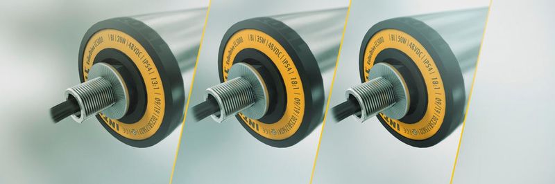 20, 35 und 50 W Leistung (v.l.) haben die Motorrollen der neuen DC-Antriebsplattform von Interroll. Für schwere Transportgüter kann auch eine 60-mm-Durchmesser-Version geliefert werden.